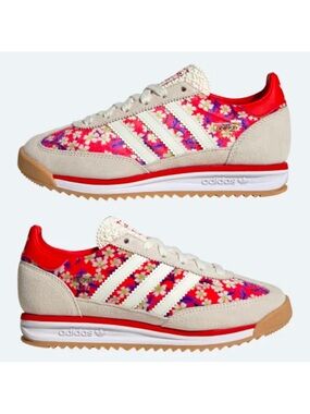 NEW! Adidas SL 72 RS Liberty London Kids/Youth Red Floral Sneakers - size 4.5